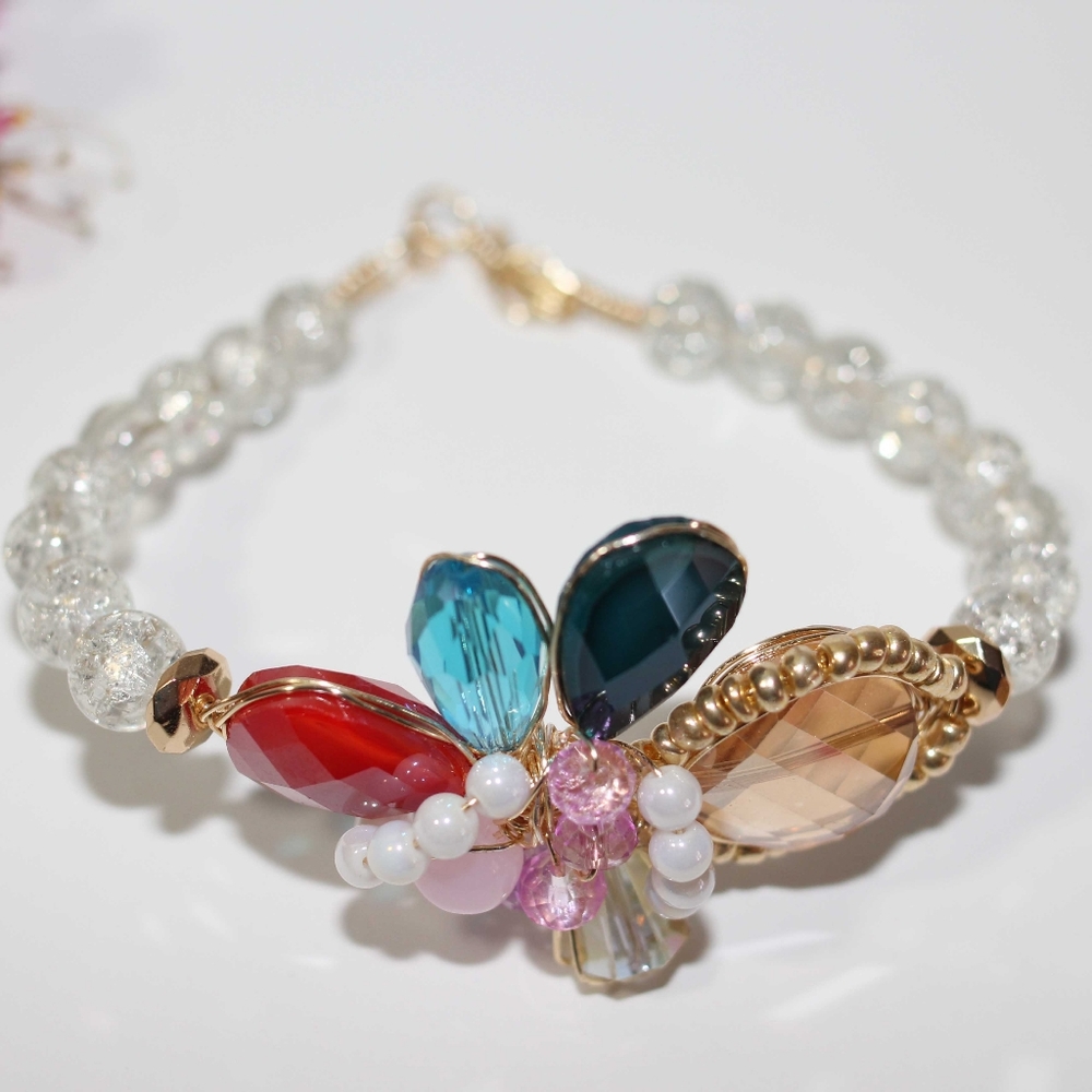 Ladies Bracelet multicolor & white clear Crystals